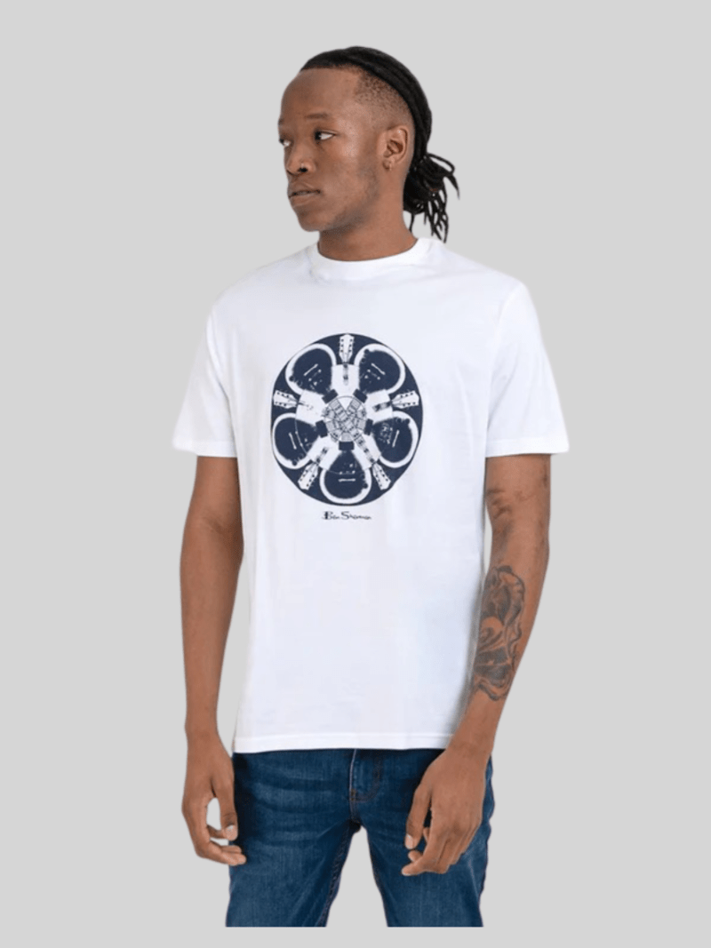 BEN SHERMAN GUITAR ILLUSION TEE - WHITE - Switch On Africa