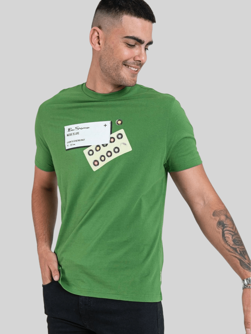 Ben Sherman Music Life Tee Elm Green - Switch On Africa