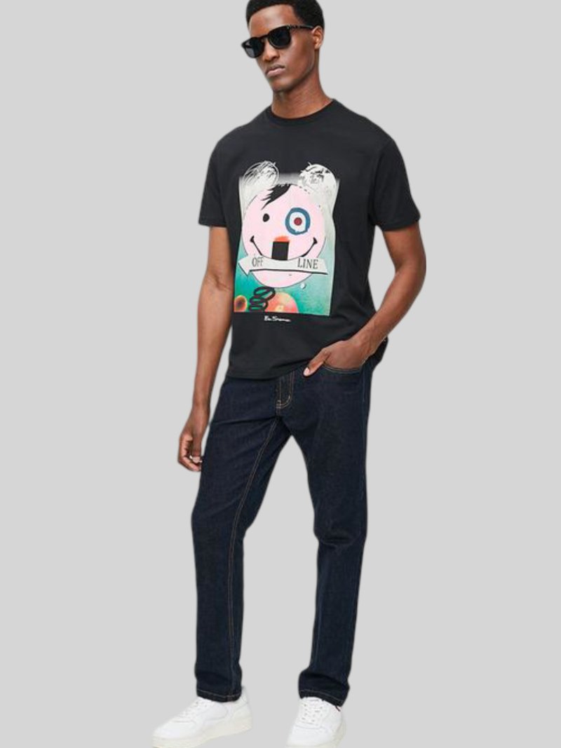 BEN SHERMAN Off Line Texture T-Shirt - Black - Switch On Africa