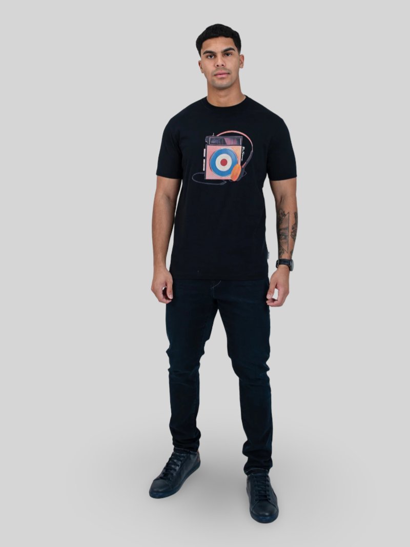 Ben Sherman PORTABLE RADIO TEE - BLACK - Switch On Africa