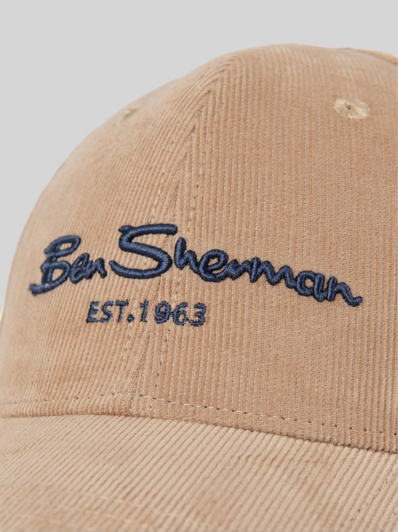 BEN SHERMAN SCRIPT CORDUROY CAP - SAND - Switch On Africa