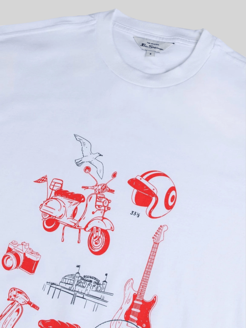 BEN SHERMAN SKETCHED MOD ZONE TEE - WHITE - Switch On Africa
