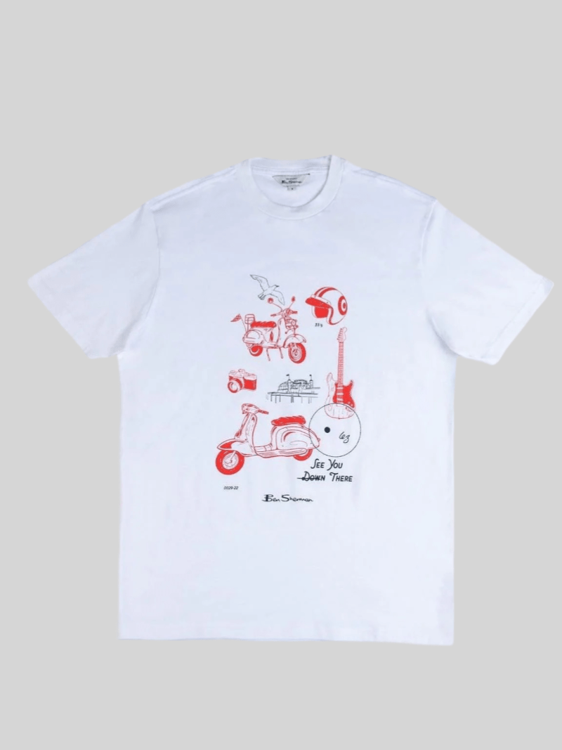 BEN SHERMAN SKETCHED MOD ZONE TEE - WHITE - Switch On Africa