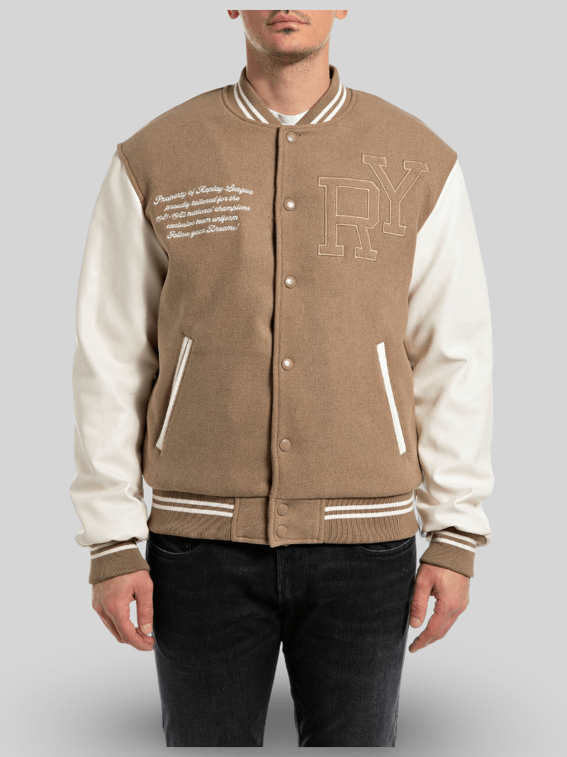 Replay Champion Baseball Jacket Beige - Switch On Africa