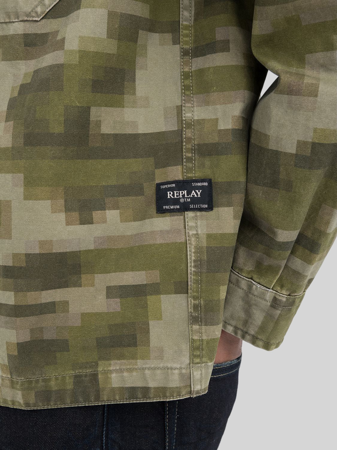 Replay Cotton Twill Full Zip Camicia Military Camo - Switch On Africa
