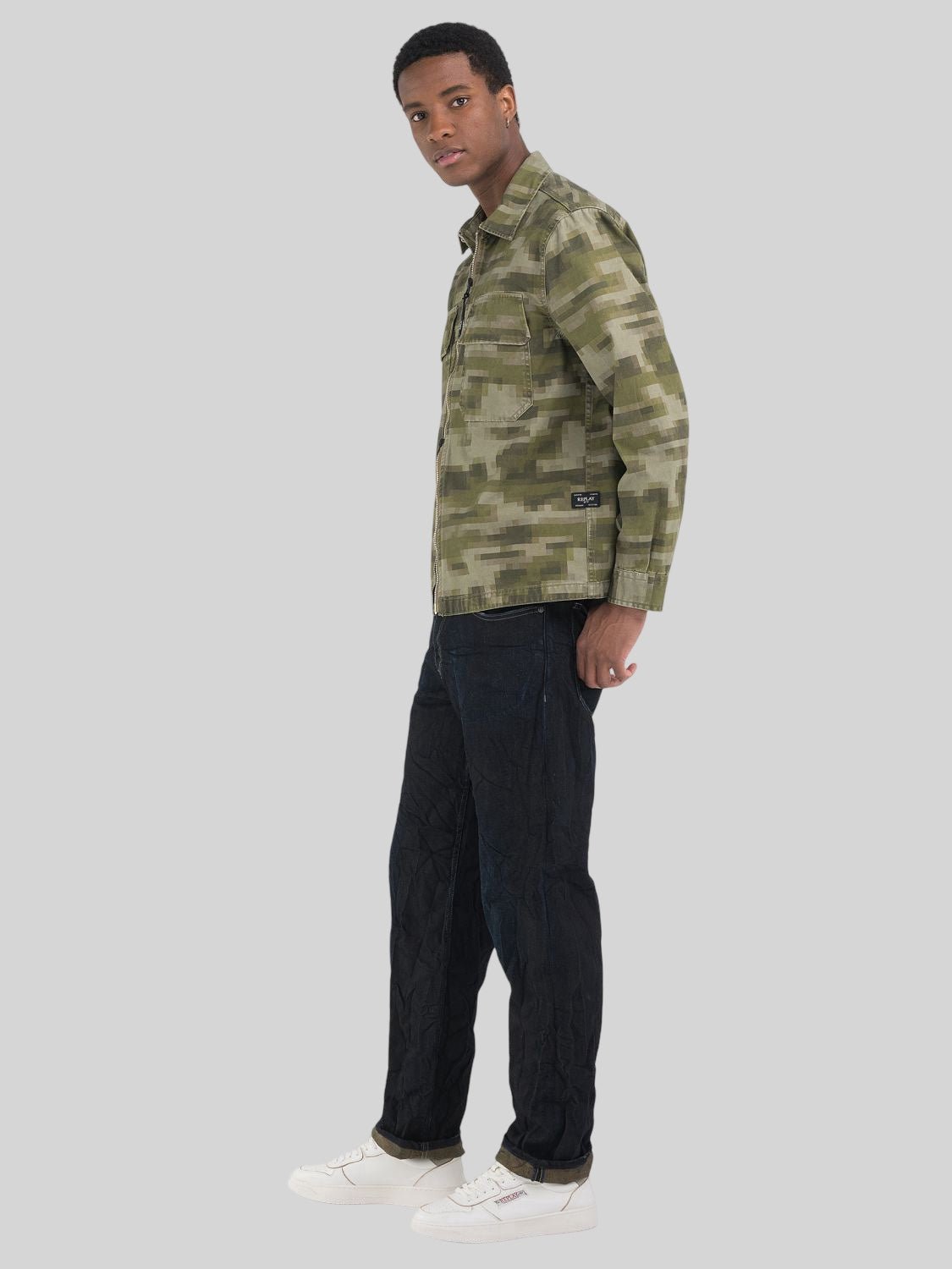 Replay Cotton Twill Full Zip Camicia Military Camo - Switch On Africa