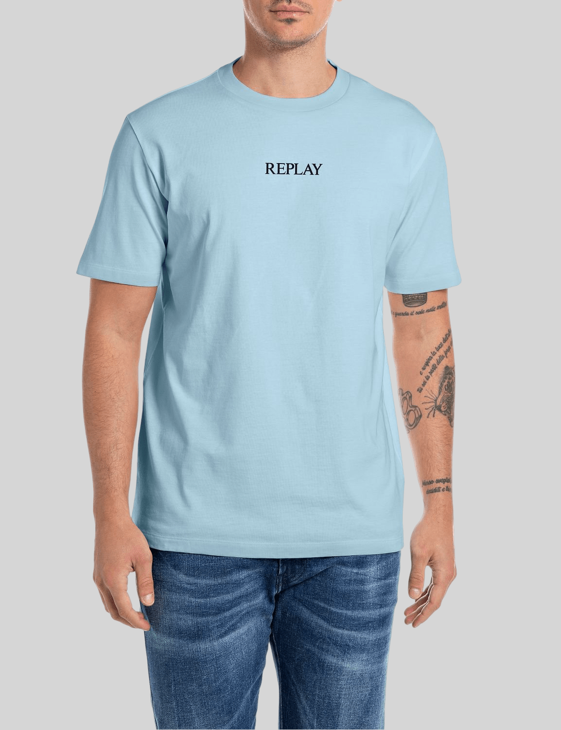 Replay Lettering Lt Blue T-Shirt - Switch On Africa