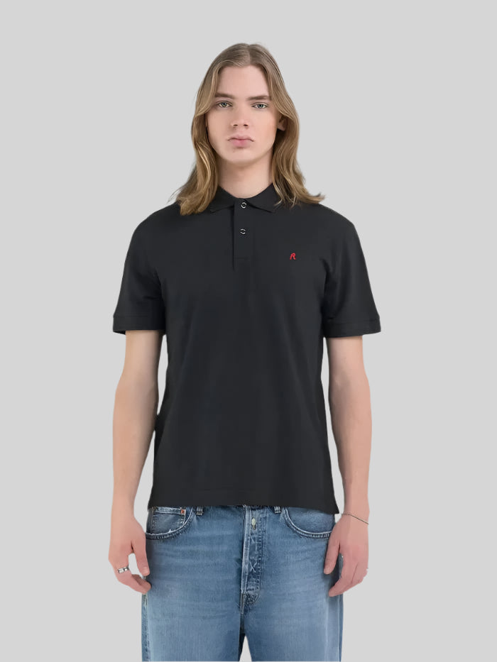 Replay R Logo Polo Black - Switch On Africa