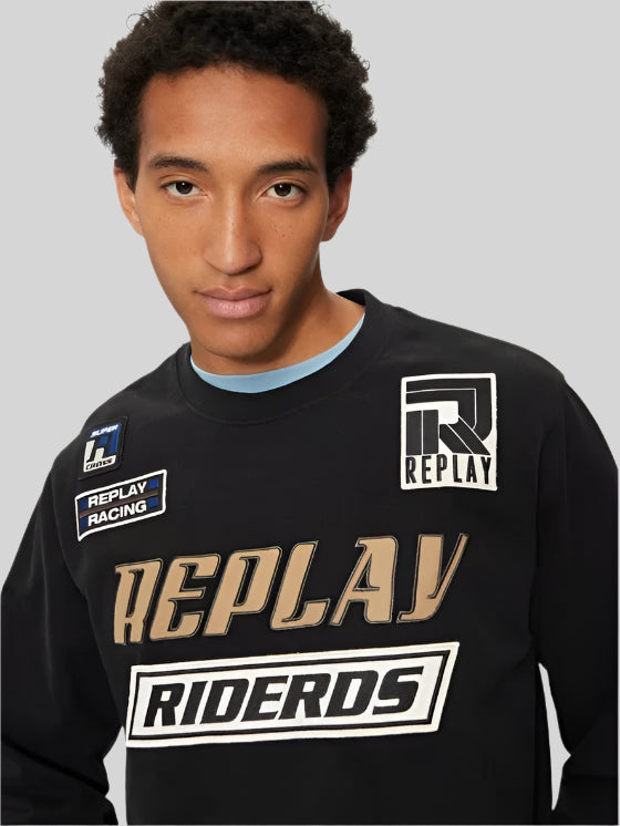 Replay Racing Badges Sweatshirt Black - Switch On Africa