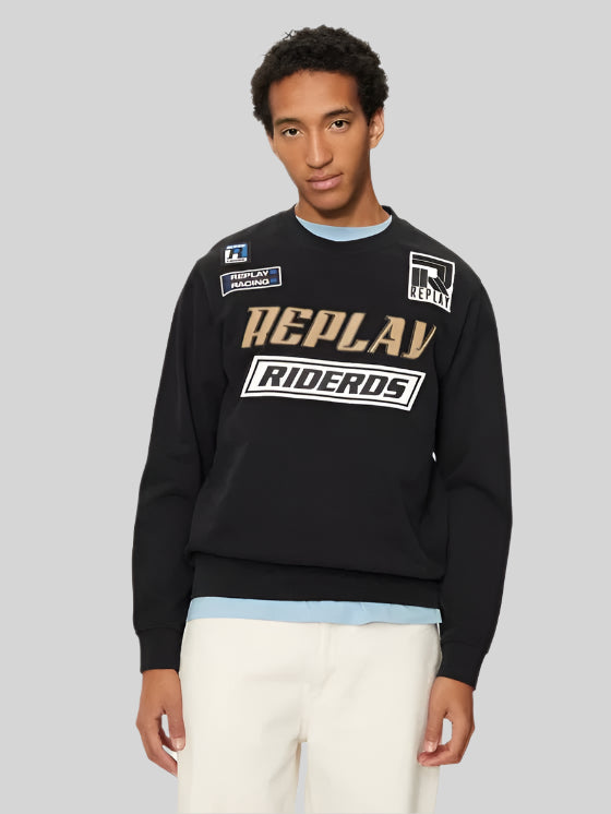 Replay Racing Badges Sweatshirt Black - Switch On Africa
