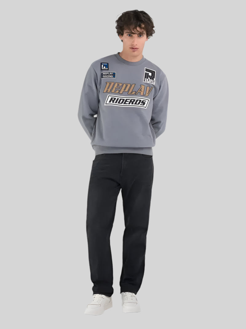 Replay Racing Badges Sweatshirt Lead Grey - Switch On Africa