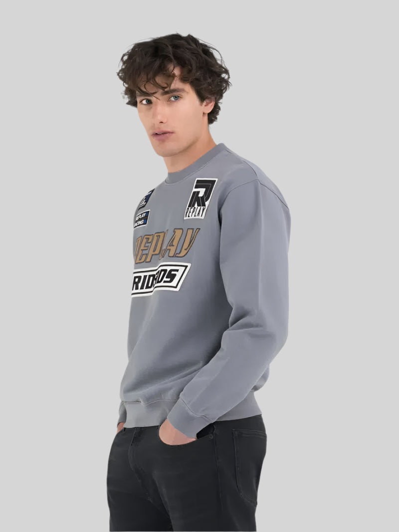 Replay Racing Badges Sweatshirt Lead Grey - Switch On Africa