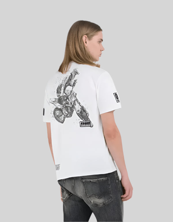 Replay Ride Hard Badges Tee White - Switch On Africa