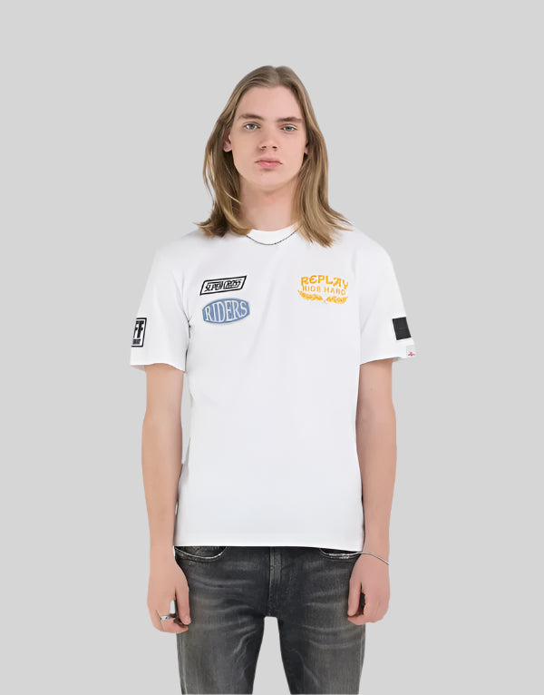 Replay Ride Hard Badges Tee White - Switch On Africa