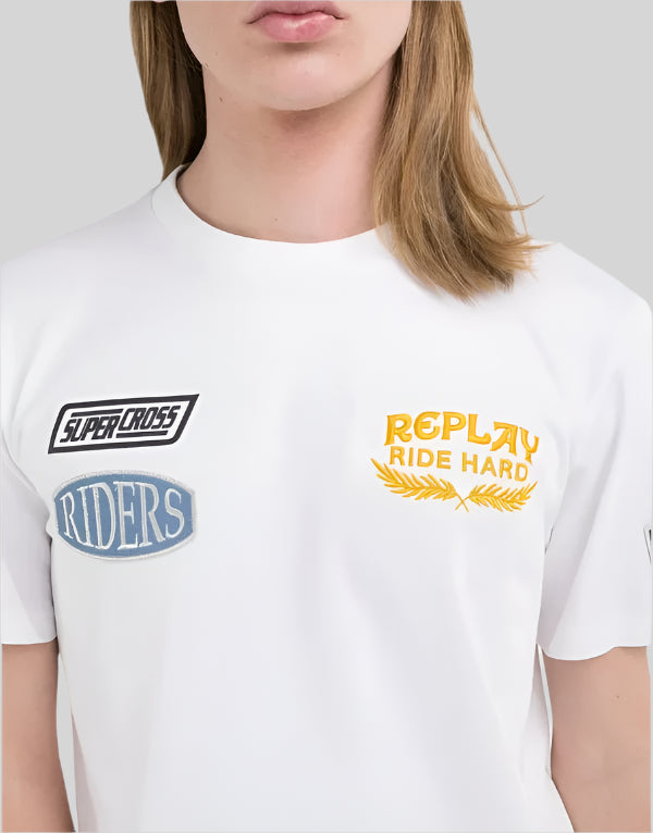 Replay Ride Hard Badges Tee White - Switch On Africa