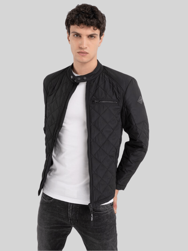 Replay Short Quilted Jacket Black - Switch On Africa