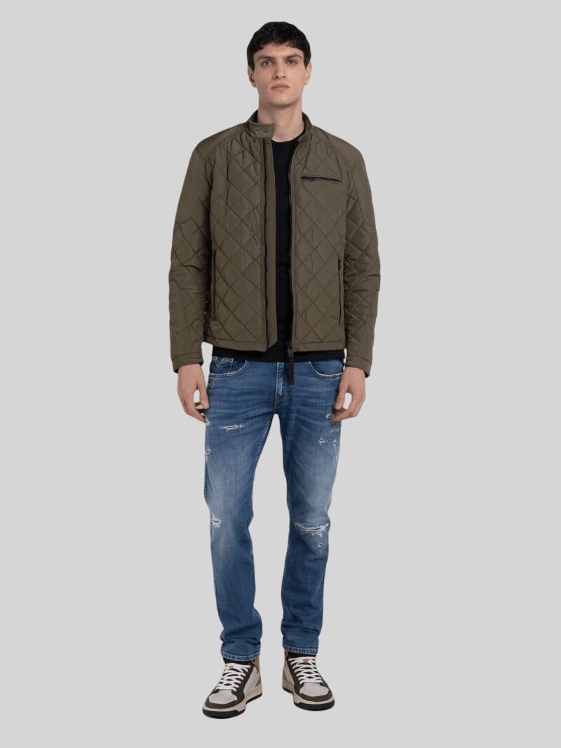 Replay Short Quilted Jacket Olive - Switch On Africa