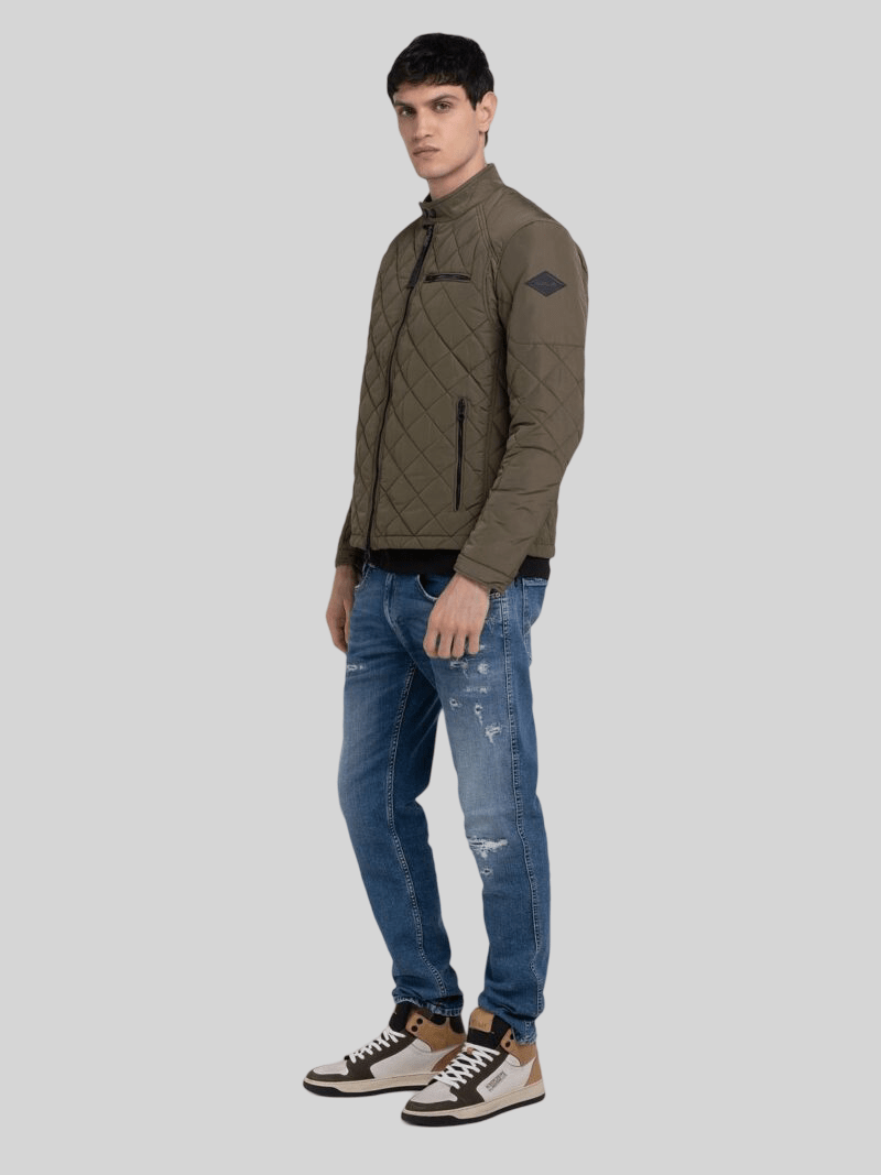 Replay Short Quilted Jacket Olive - Switch On Africa