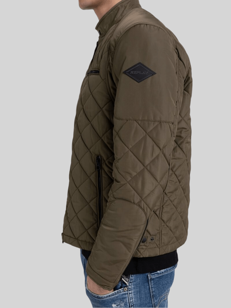 Replay Short Quilted Jacket Olive - Switch On Africa