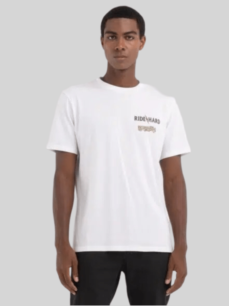 REPLAY T - SHIRT WITH RIDE PRINT WHITE - Switch On Africa