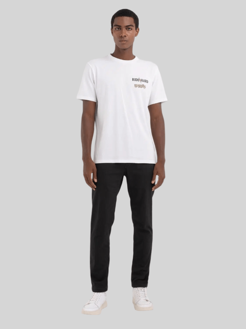 REPLAY T - SHIRT WITH RIDE PRINT WHITE - Switch On Africa