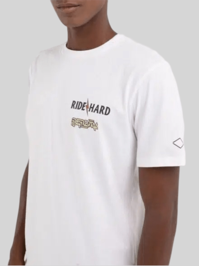 REPLAY T - SHIRT WITH RIDE PRINT WHITE - Switch On Africa