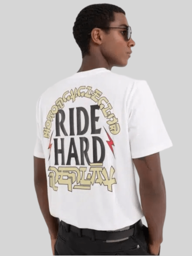 REPLAY T - SHIRT WITH RIDE PRINT WHITE - Switch On Africa