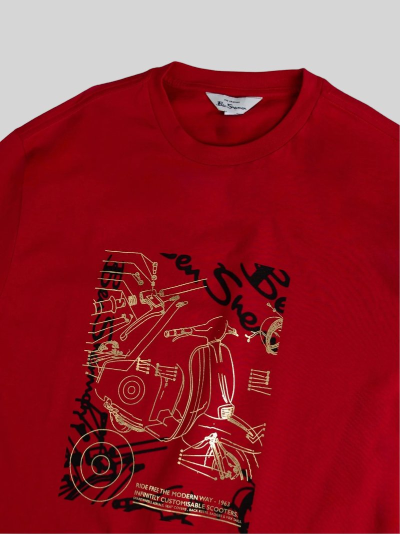 BenSherman EXPOLDED SCOOTER FOIL PRINT T - SHIRT - RED - Switch On Africa