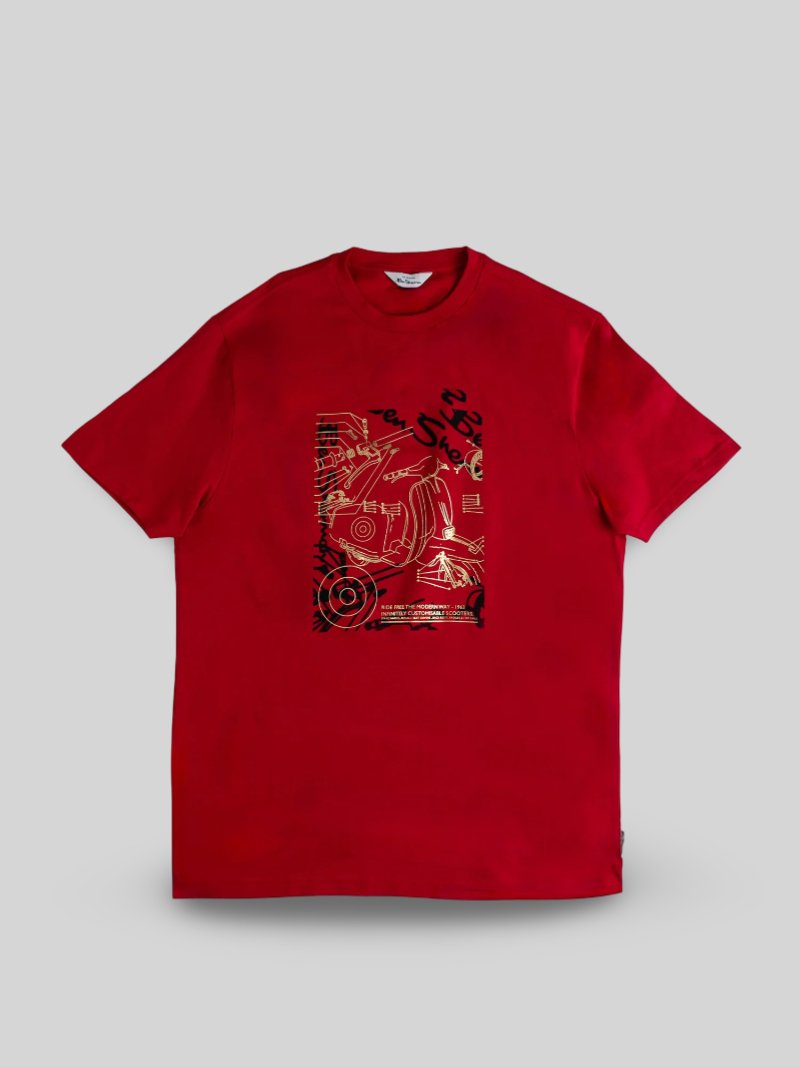 BenSherman EXPOLDED SCOOTER FOIL PRINT T - SHIRT - RED - Switch On Africa